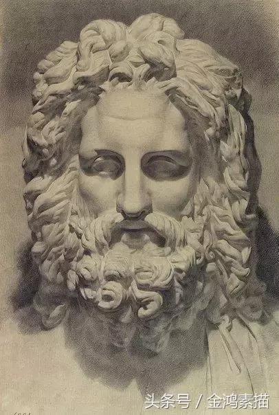 石膏像精美素描分享,石膏像结构素描的画法和步骤