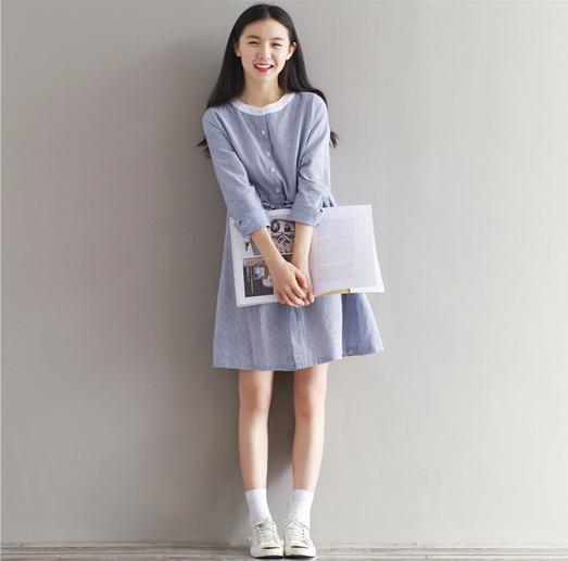 棉麻连衣裙，整个夏天都是小清新小女孩！