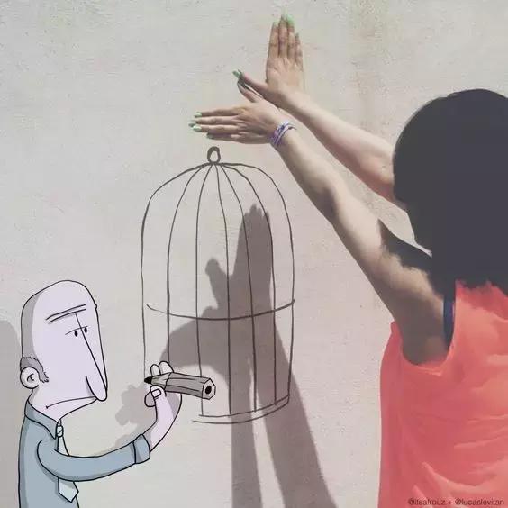 一组黑白手绘插画作品分享,一组手绘人像插画作品分享