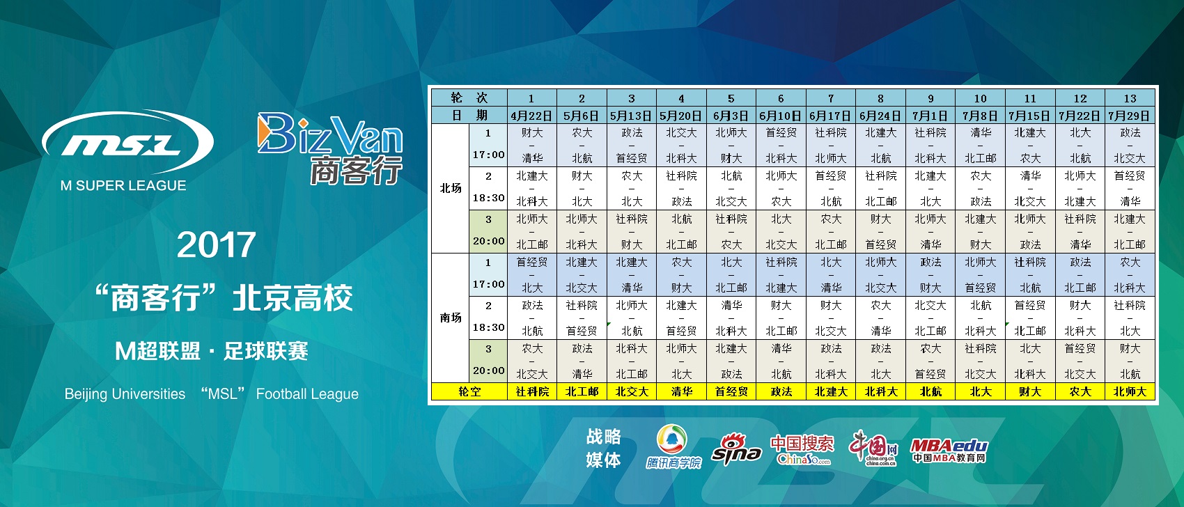 2017“商客行”北京高校M超联盟足球联赛第五轮赛报