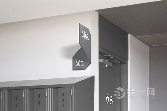 设计公共卫生间标志,开放式卫生间洗手台和走廊灯设计