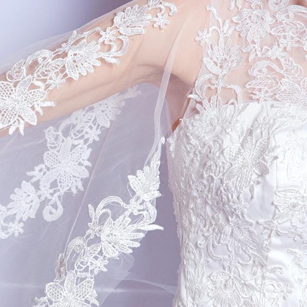 超美拖尾婚纱,法式轻奢小拖尾婚纱