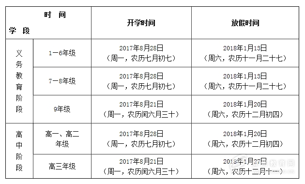 教育厅关于秋季开学,教育局最新通知中小学放假时间