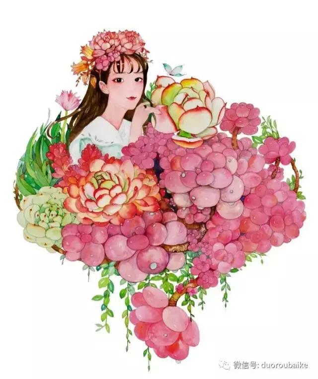 多肉手绘作品,寻找最美中国人绘画