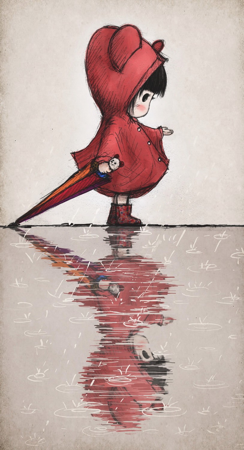 天空下的小雏菊绘画水彩,天空下的绘画作品