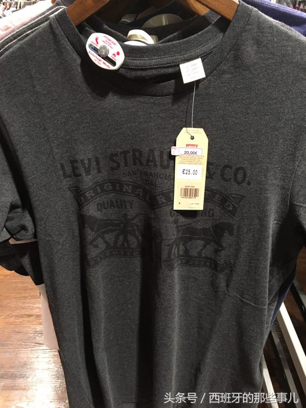 一件李维斯的T恤衫25欧元-西班牙商场耐克、阿迪达斯价格实拍