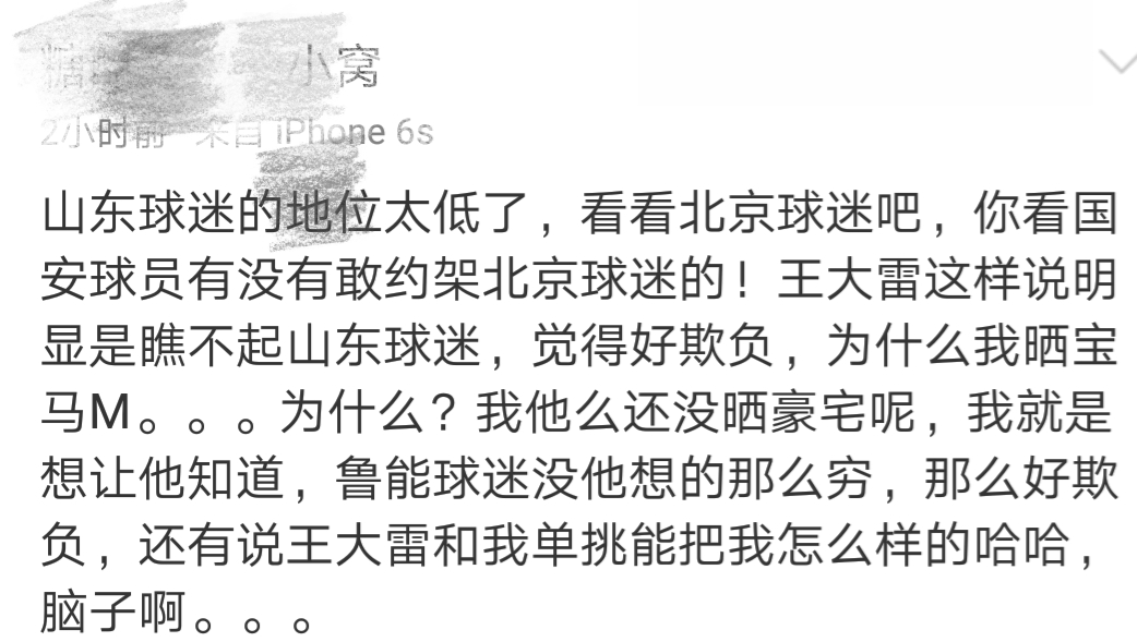 鲁能球迷说王大雷,山东鲁能球迷评价王大雷