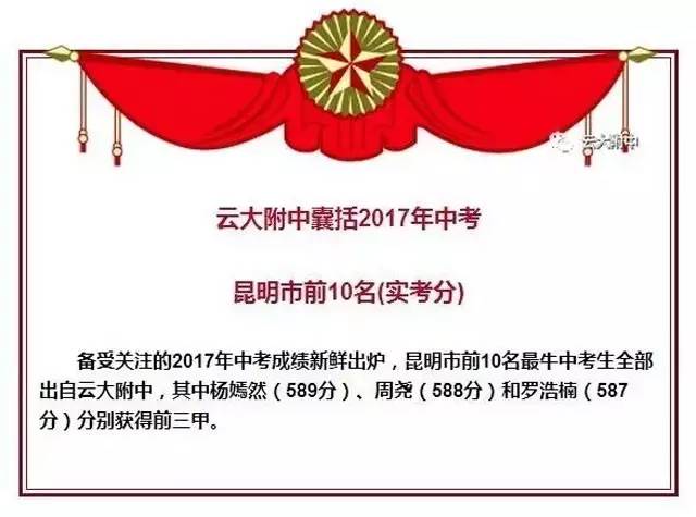 中考哪家强？昆明各大中学成绩出炉！第一名总分594分！