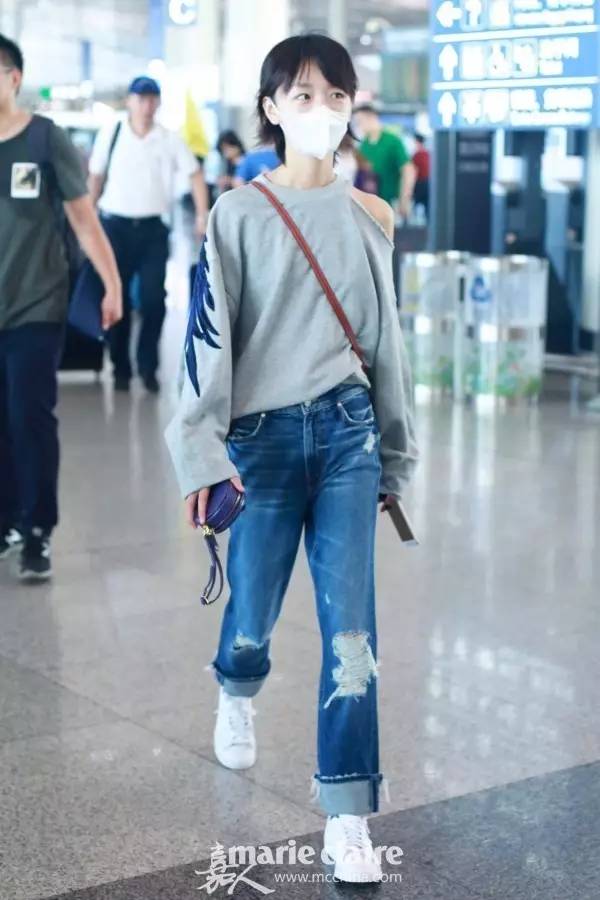 宋茜穿白色牛仔,宋茜温暖的甜蜜的搭配