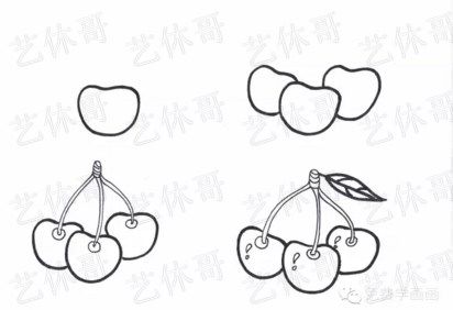 樱桃萝卜生长过程简笔画,动画片简笔画大全樱桃小丸子