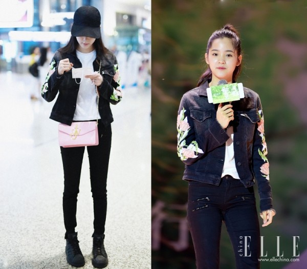 马思纯黑白格子外套,马思纯灯芯绒外套