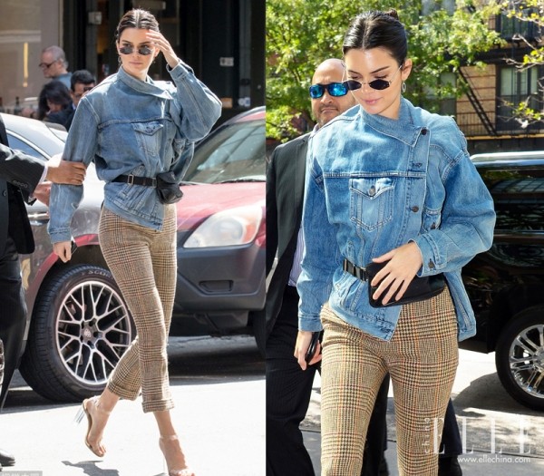 马思纯黑白格子外套,马思纯灯芯绒外套