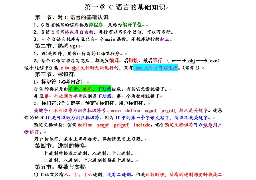 c语言入门到精通资料,c语言快速复习