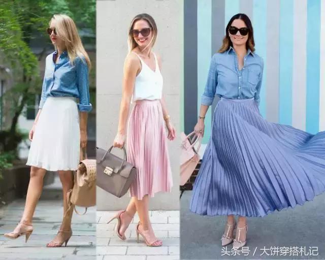 不同颜色百褶裙穿搭春天,不同身高百褶裙长度