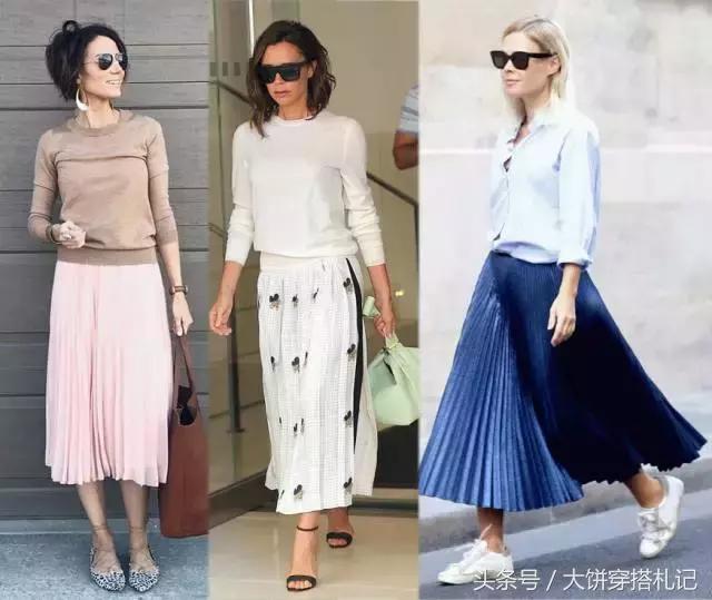 不同颜色百褶裙穿搭春天,不同身高百褶裙长度