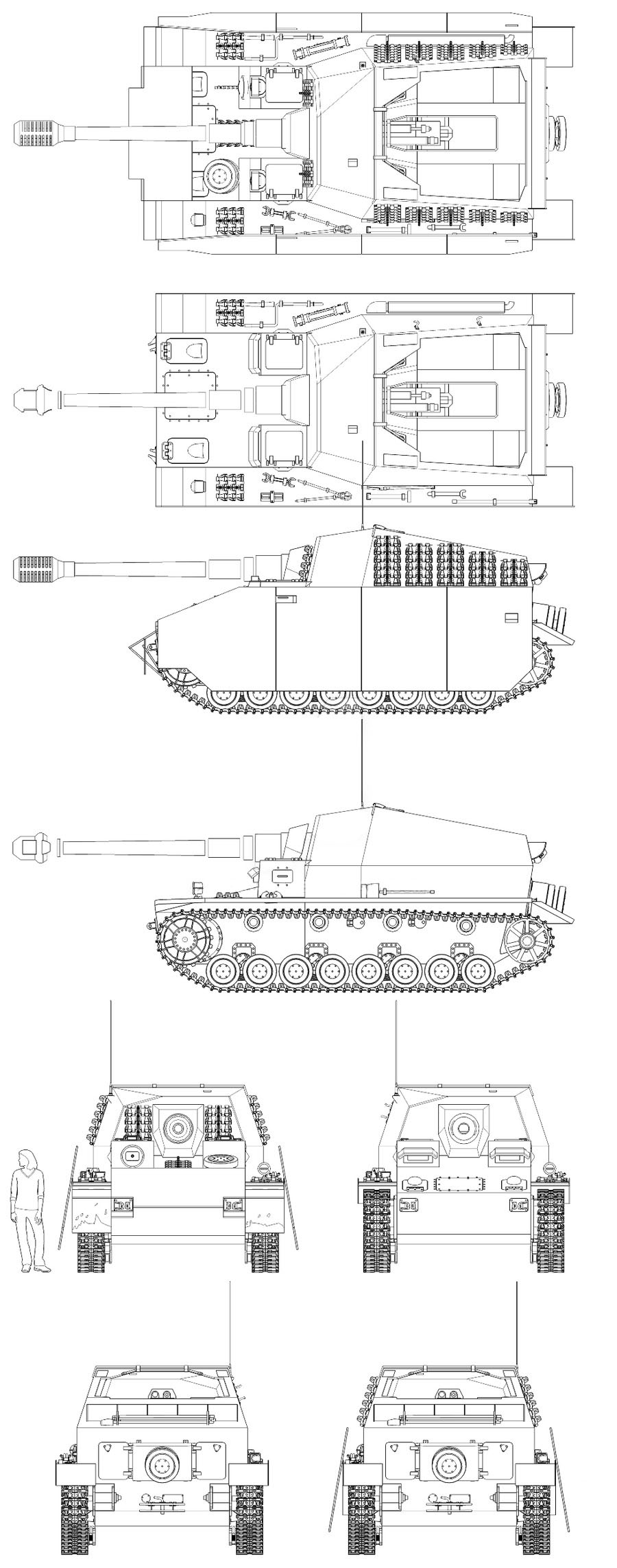 战狼59d中型坦克,二战德国坦克图鉴四视图