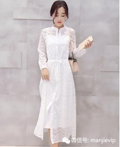 梦幻纯白精美蕾丝连衣裙 (雾色森林连衣裙)