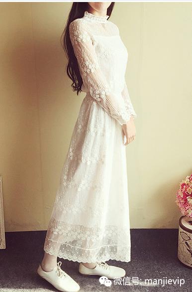 梦幻纯白精美蕾丝连衣裙 (雾色森林连衣裙)