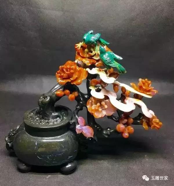 印度七彩玛瑙雕刻作品,印度七彩玛瑙作品欣赏