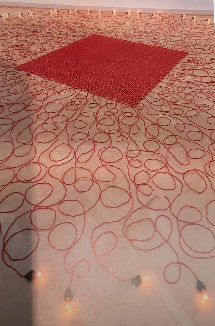 女艺术家先使用内脏视频的性能，探索身体內部的器官与肠道子宮