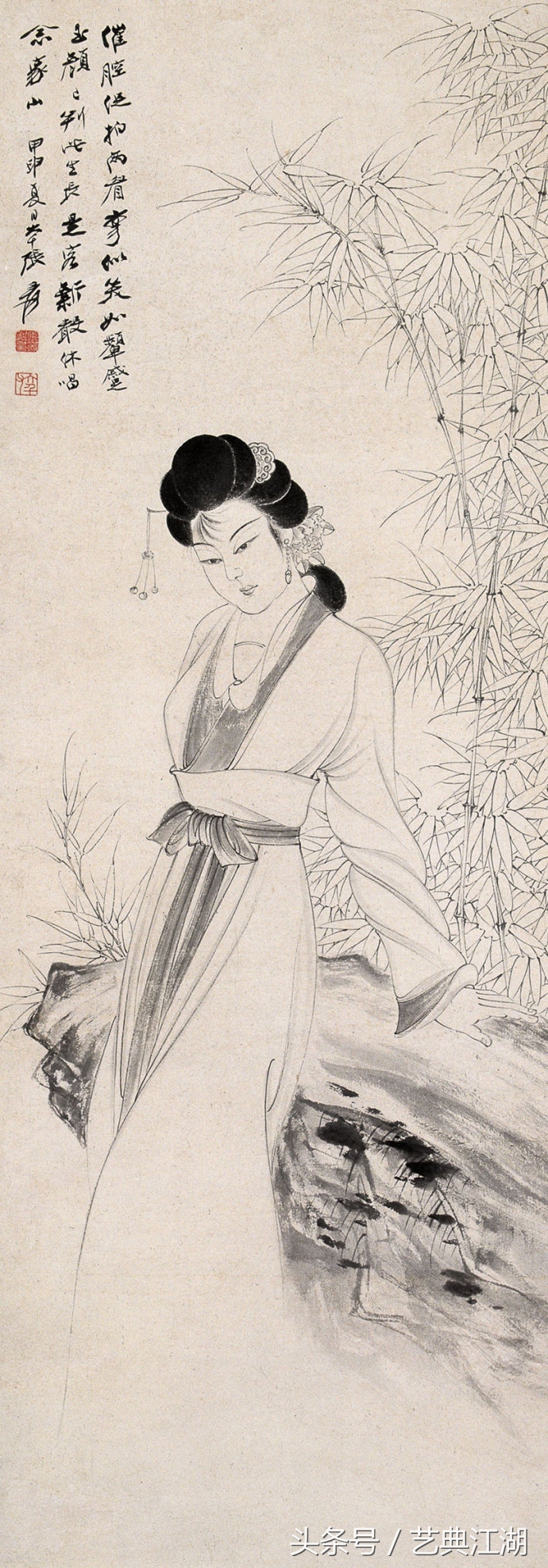 中国历代绘画大师长卷经典仕女图,国画大师的仕女图精品