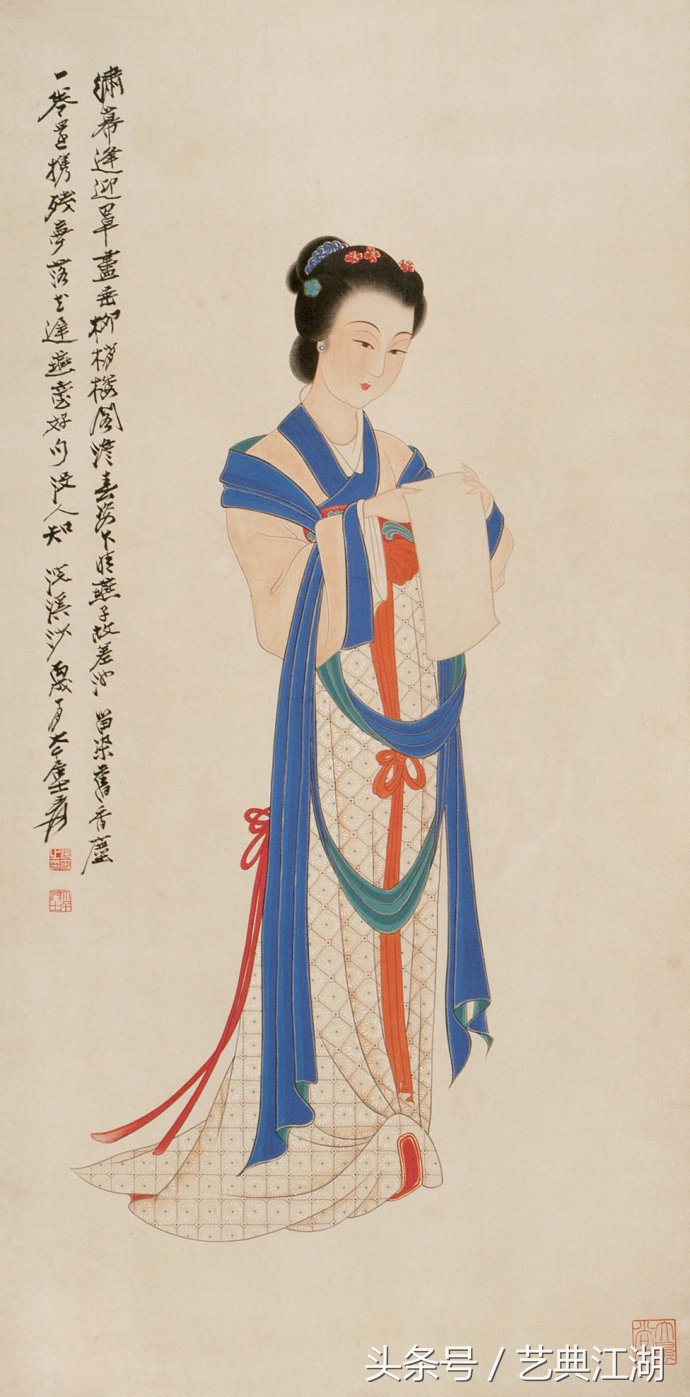 中国历代绘画大师长卷经典仕女图,国画大师的仕女图精品