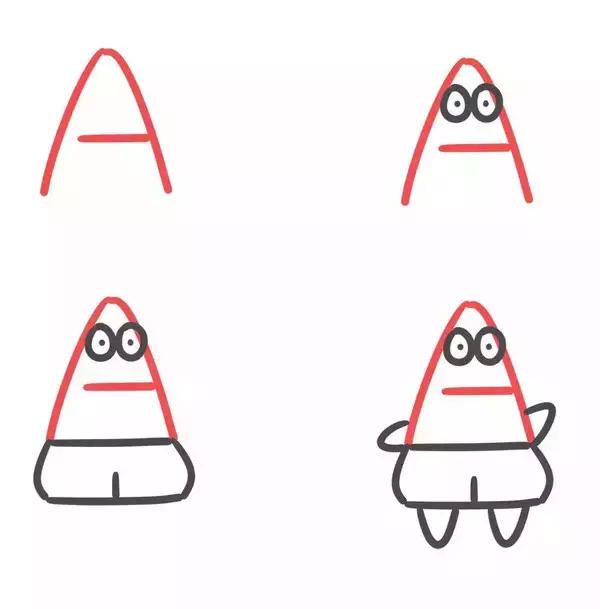 6-12岁儿童绘画简笔画小动物,26个英文字母小写简笔画