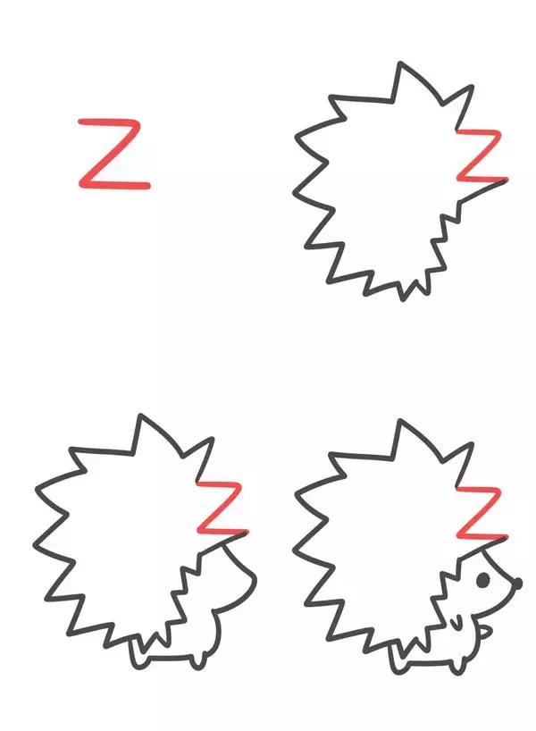 6-12岁儿童绘画简笔画小动物,26个英文字母小写简笔画