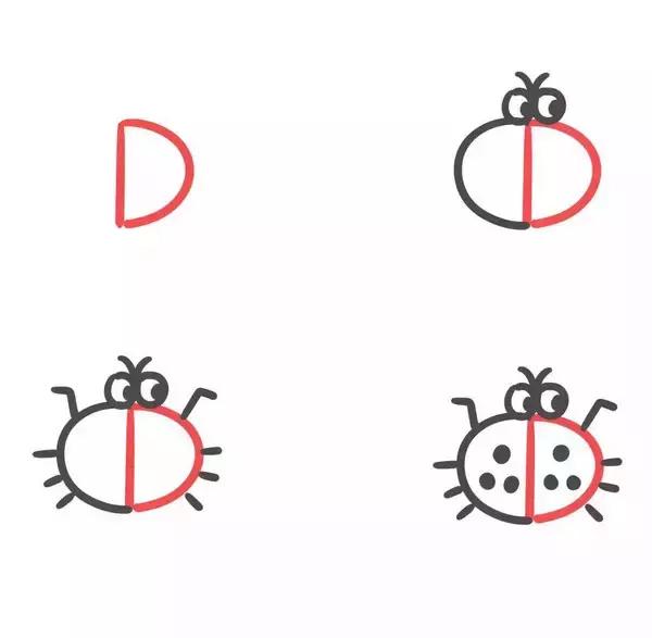 6-12岁儿童绘画简笔画小动物,26个英文字母小写简笔画