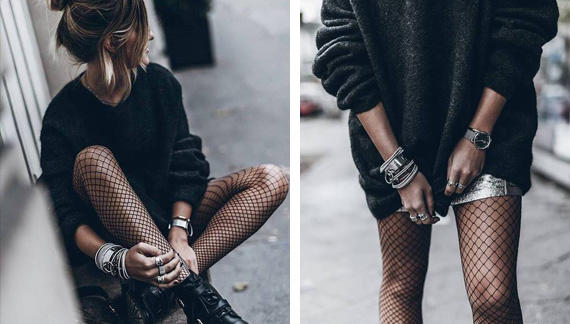 时尚的渔网装,渔网潮酷穿搭