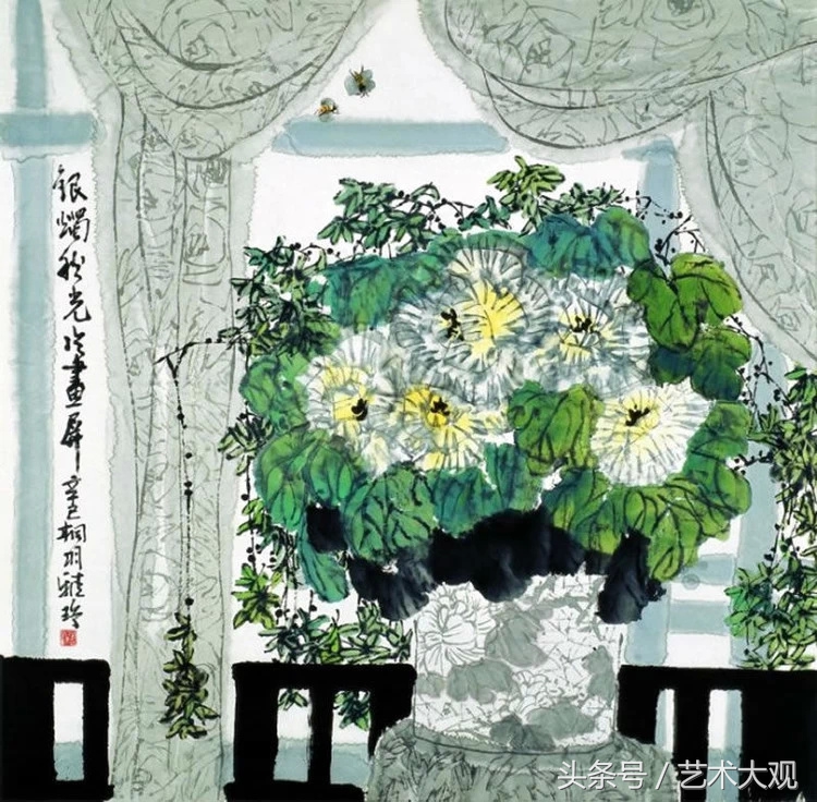 郭怡琮国画花卉作品欣赏图片,梁至淳国画花鸟作品欣赏