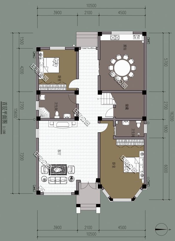 面宽20米进深10米别墅双拼,面宽18米进深10米二层别墅