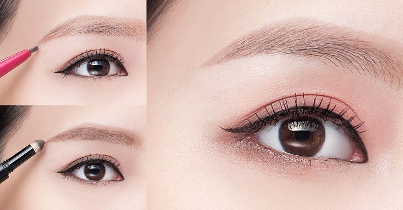 粉色眼影双重奏，用眼眉色调+线条决定时尚表情！