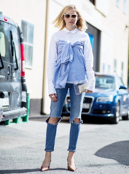 条纹衬衫怎么穿才能时髦每日穿搭 (条纹衬衫怎么穿才好看又时尚)