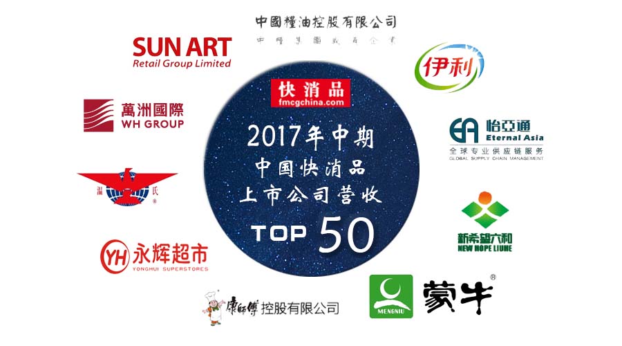 “2017年中期中国快消品上市公司营收50强”公布