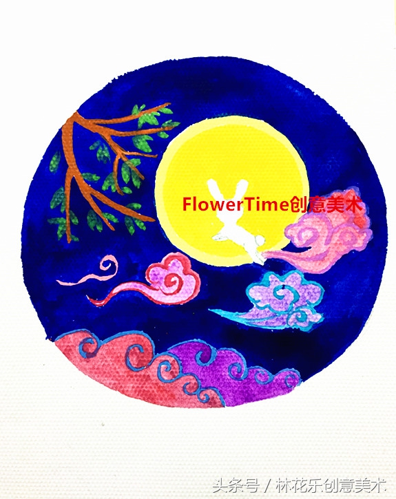 情满中秋素描,水粉画教程简单8-12岁秋天