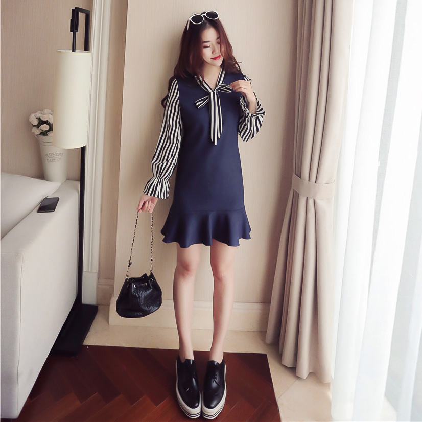 韩版修身连衣裙,秋季时尚连衣裙女韩版显瘦