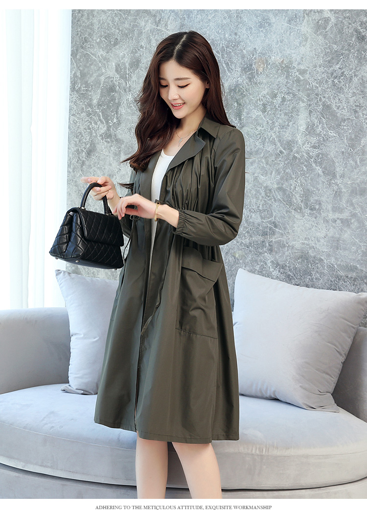 韩版中长款修身春秋风衣女外套,女款风衣外套中长款春秋
