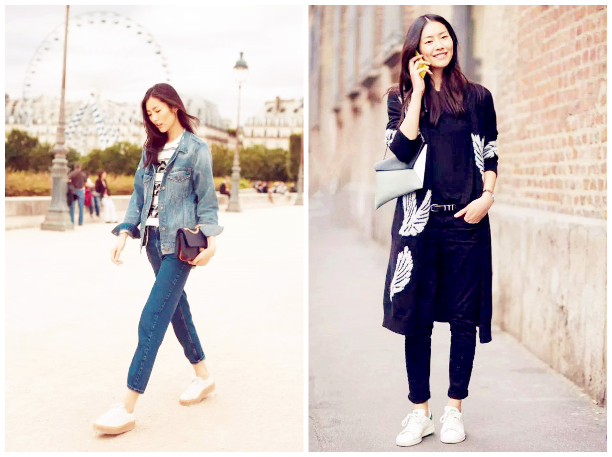 大表姐刘雯近日秋冬街拍私服,大表姐刘雯小白鞋