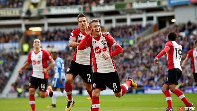 英超第11轮南安普敦1-2不敌赫尔城,英超南安普顿1-1布莱顿