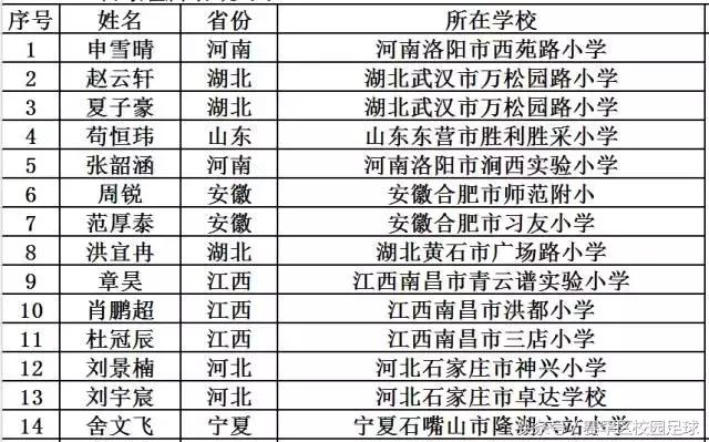 青少年校园足球夏令营最佳阵容,2019年全国青少年足球夏令营名单