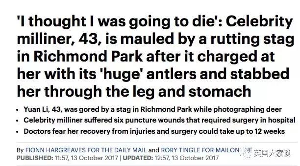 华人伦敦遭鹿攻击酿惨剧，事发地里士满公园警告：务必离鹿50米！