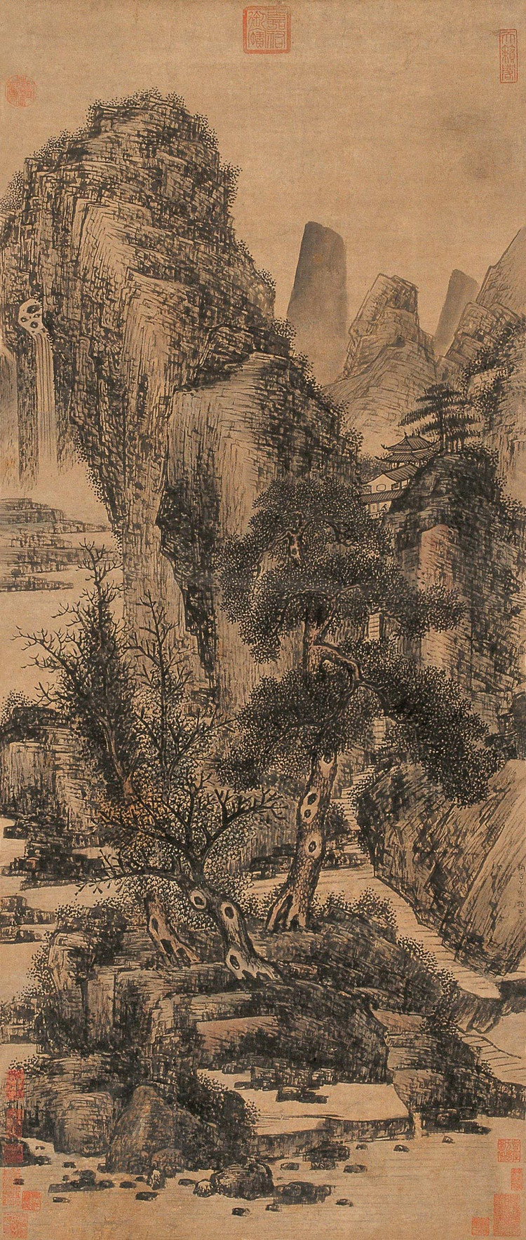 荆浩笔法论指的什么,荆浩山水笔法布置