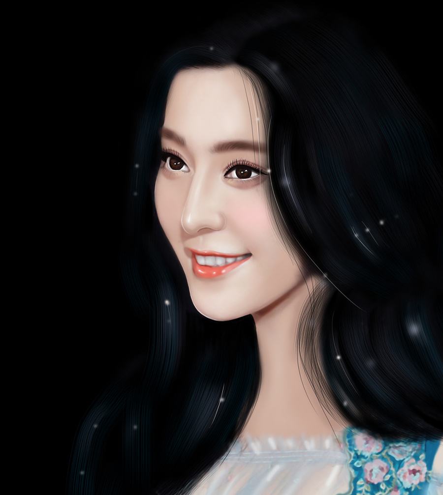 绘美人手绘女明星,手绘好看女孩