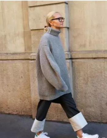 秋冬毛衣穿搭中性风高级感,打底毛衣女加绒秋冬半高领
