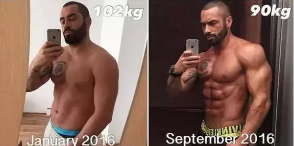 健美运动员停止健身一年后的样子,健美运动员减脂前后对比照