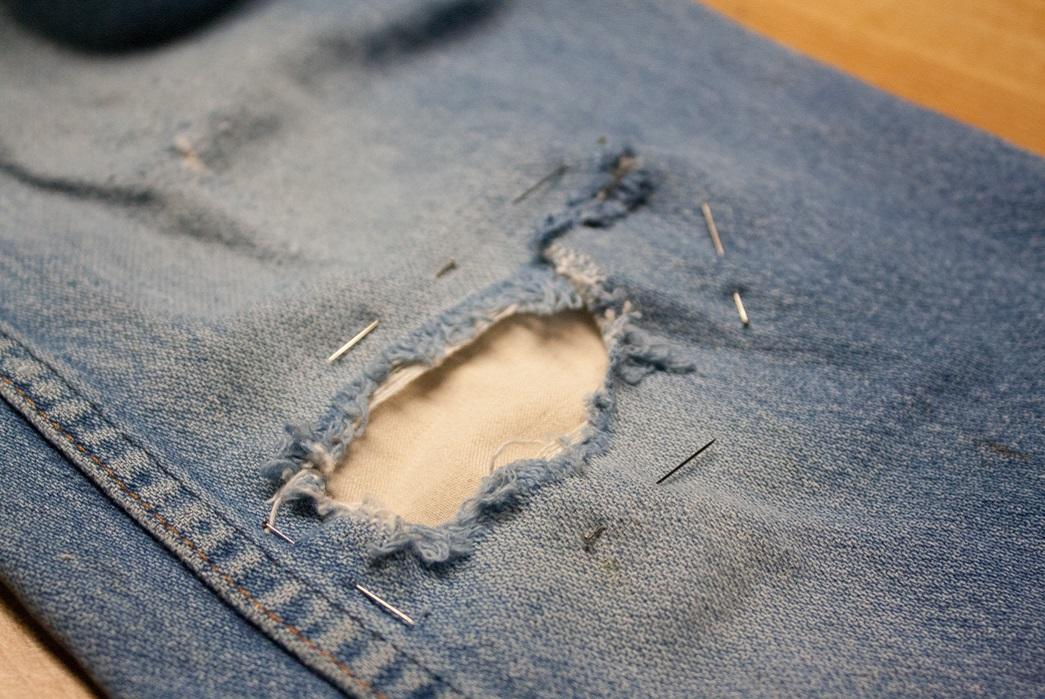 牛仔裤修补过程视频,牛仔裤破洞无痕修复贴