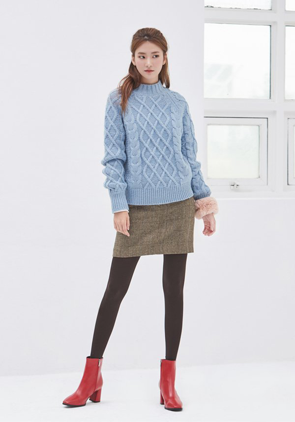 毛衣和裙子怎么搭配好看？韩国chic风秋冬毛衣配裙子示范