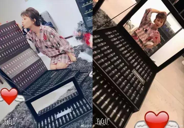 晒男友送的口红,明星晒自己口红