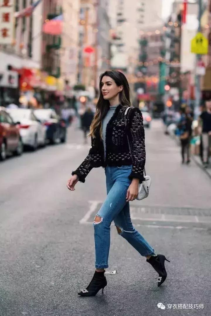 方头粗跟短靴冬季搭配裤子,冬季短靴搭配什么裤子